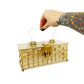 1950s Dorest Rex Rectangle Woven Lucite Box Bag Gold and Stars Retro Top Handle Purse