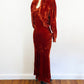 1930s Burnt Orange Silk Velvet Bias Cut Slip Dress With Bolero Open Sleeves Jacket 30s Evening Gown / Size Small