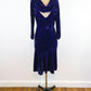 1930s Royal Purple Silk Velvet A-line Dress With Gathered and Lace Collar 30s Evening Gown / Medium
