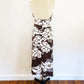 1970s Katja of Sweden Brown and White Mod Floral Jersey Cotton A-line Halter Dress Scandinavian Design / Small-Medium