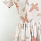 1950s L'Aiglon Light Pink Floral Butterfly Print Cotton A-line Dress Retro Day Dress / Small