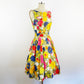 1960s Jay Herbert Rainbow Floral Print Sundress Low Scoop Back Colorful Cotton Day Dress Fit and Flare / Small