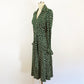 1970s Diane Von Furstenberg Cotton Polka Dot Jersey Wrap Dress Green Cream A-line Midi Dress Designer DVF / Medium