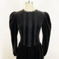1970s Gunne Sax Black Velvet Prairie Midi Dress Victorian Goth Dark Romantic Mutton Sleeve / Small