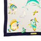 Vintage Salvatore Ferragamo Tropical Fish and Butterfly Large Silk Twill Scarf 90 cm
