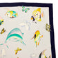 Vintage Salvatore Ferragamo Tropical Fish and Butterfly Large Silk Twill Scarf 90 cm