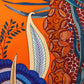 Hermès Ardmore Artists design “Flowers of South Africa” 100% Silk Scarf Orange and Blue 90 cm