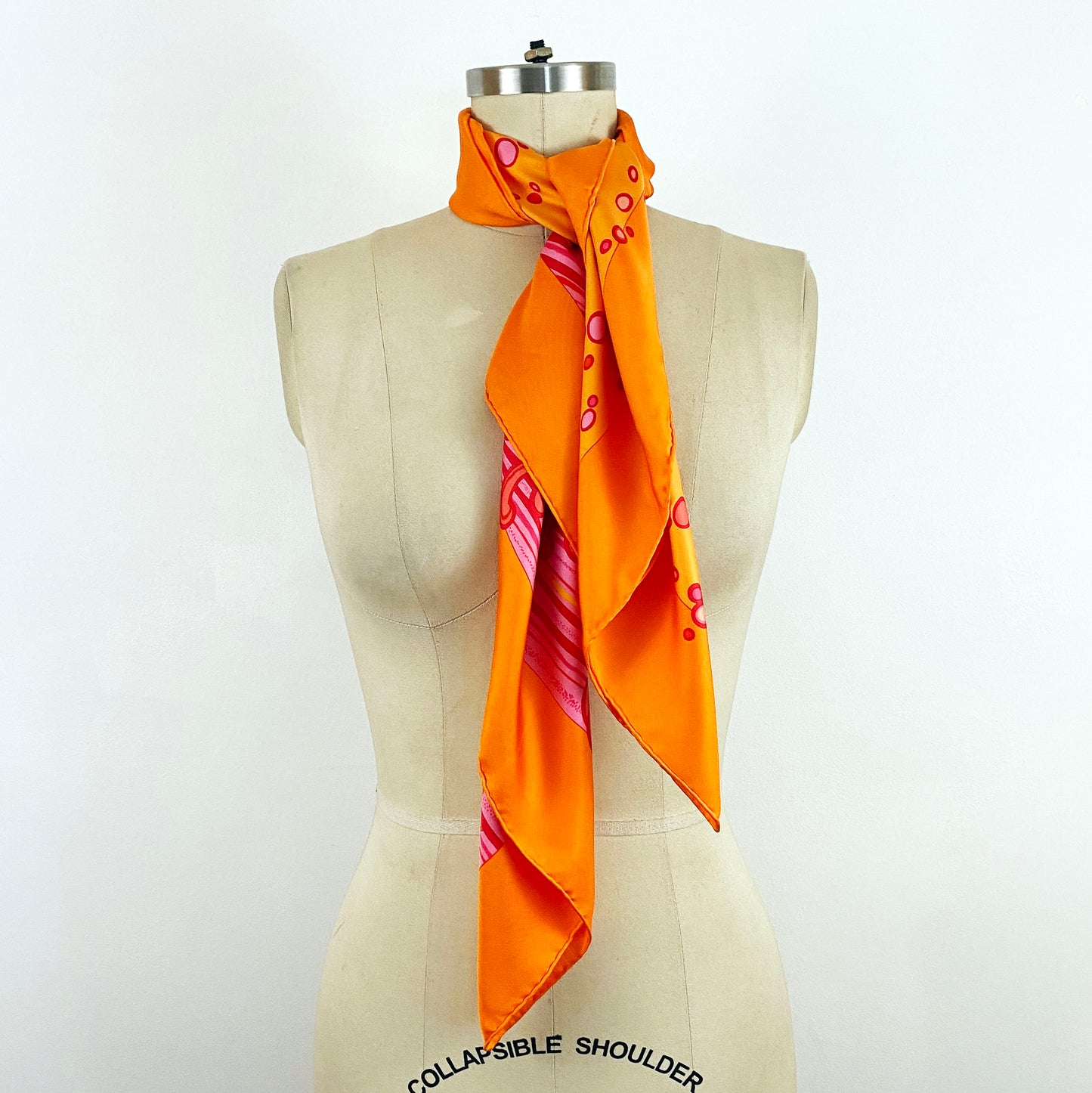 Hermès Isabelle Barthel Design 2005 “Contre-Courant” Koi Fish 100% Silk Scarf Orange 90 cm