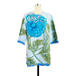 1960s Vera Neumann Silk Light Blue Floral Chrysanthemum Painterly Print Tunic Dress Deadstock Mod Mini Dress / Large