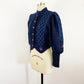 1980s Navy Wool Trachten Cardigan Vintage Bishop Sleeves Folk Sweater Fairy West Germany Heart Buttons / Medium