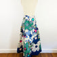1960-1970s Floral Quilt Patchwork Blue A-line Maxi Skirt Flower Power Vintage Kitsch Cottagecore / Small