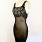 1940s Black Sheer Silk and Lace Bias Cut Nightgown Maxi Slip Dress Goth Vamp Sexy / Small Medium