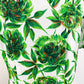 1950s Bold Green and White Floral Chrysanthemum Cotton A-line Dress Cut Out Neckline / Vintage Plus Size 0X 14/16