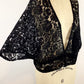1930s Black Floral Lace Sheer Short Dolman Sleeve Bolero Jacket Goth Vamp Sexy Romantic / Large / Extra Large