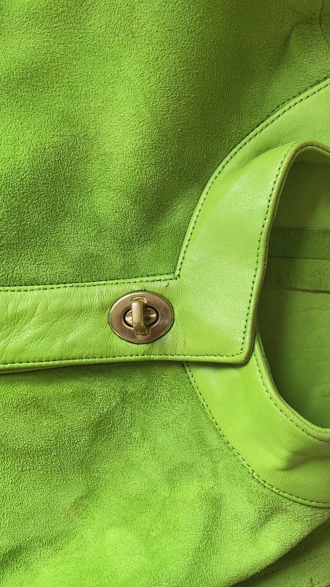 1960s Bonnie Cashin Sills Lime Green Suede Leather Swing Coat Turn