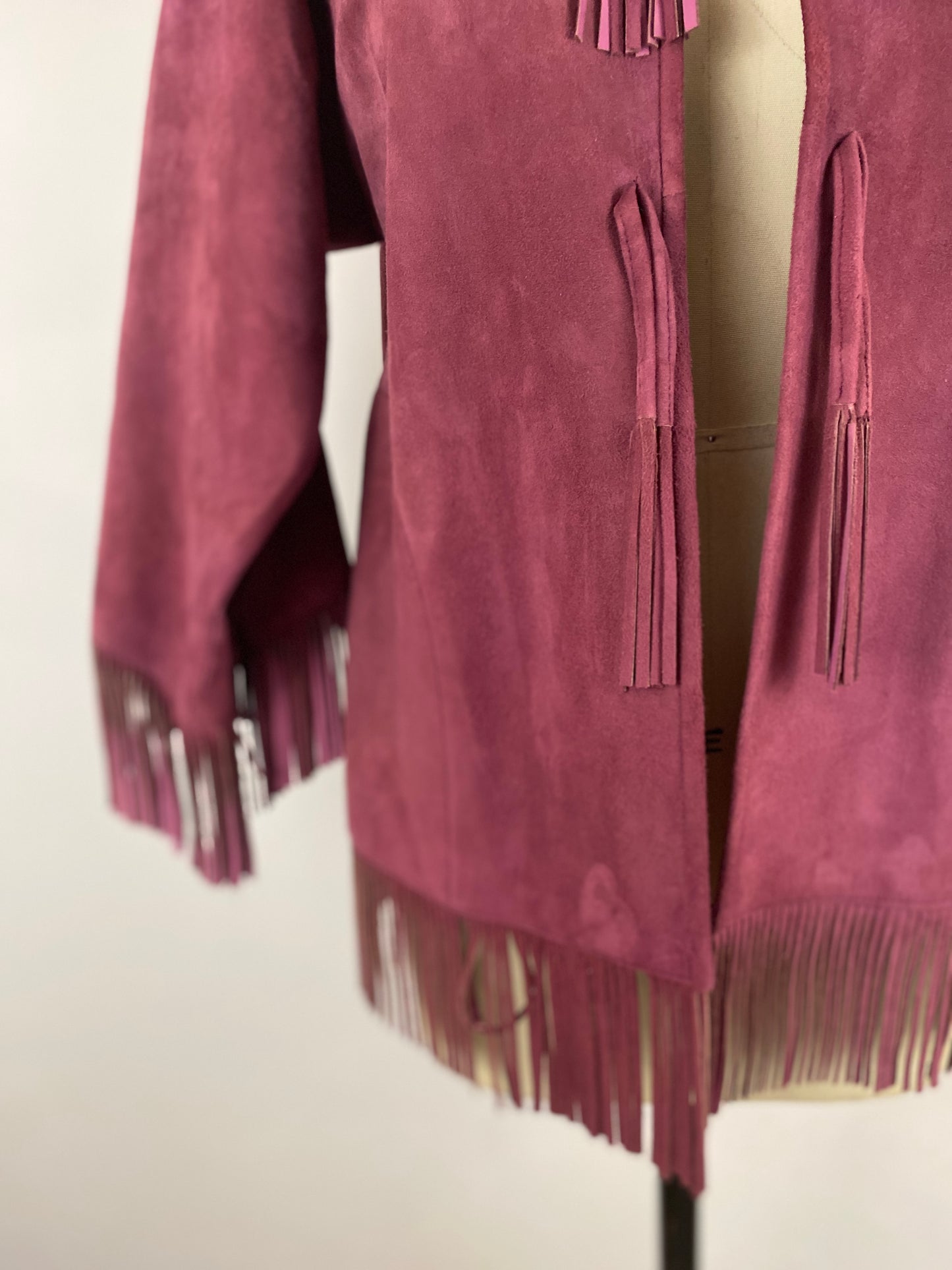 1960s Bonnie Cashin Sills Magenta Purple Suede Fringe Jacket Coach Designer Rare / Size Small