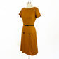 1950s German Goldenrod Wool Sheath Shelf Bust Wiggle Dress / Small