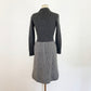 1960s Silver Lurex and Gray Wool Knit A-line Sweater Shirt Waist Dress Mod Minimalist / Bullocks Wilshire / Medium/Large