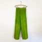 1960-1970s Bonnie Cashin Sills Lime Green Suede Straight Leg Pants with Side Turn Lock Closure / Size XXS/XS