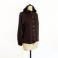 1960-1970s Bonnie Cashin Sills Dark Brown Wool Jersey Mother of Pearl Snap Front Hooded Blouse / Size Small/Medium