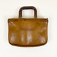 1970s Coach NYC Bonnie Cashin Watermelon Satchel Tabac Leather Kiss Lock Pocket Tote Bag / Style 9441