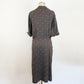 1940s Eve Carver Gray Atomic Half Moon Print Rayon Jersey Zip Front A-line Midi Dress / Extra Large
