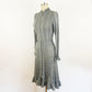 1970s Crotchet Knit Blue Gray Long Sleeve Midi Dress Goddess Boho Romantic Lace Disco Hippie Woven Hourglass Sexy / Miss JoAnn / Medium