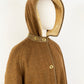 1960s Bonnie Cashin Brown Wool Removable Hood Turn Lock Closures Collar Swing Coat Fleece Lined Coach Vintage 60s / Sills / Medium-Large