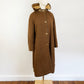 1960s Bonnie Cashin Brown Wool Removable Hood Turn Lock Closures Collar Swing Coat Fleece Lined Coach Vintage 60s / Sills / Medium-Large