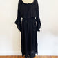1980s Black Gauzy Mystic Maxi Dress Poet Sleeves Boho Goth Dress Romantic / Charades / Extra Large