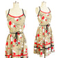 1970s Jenni Cotton Floral Dress Tan Red Fit and Flare A-line Garden Party Cute Sundress / Medium 8