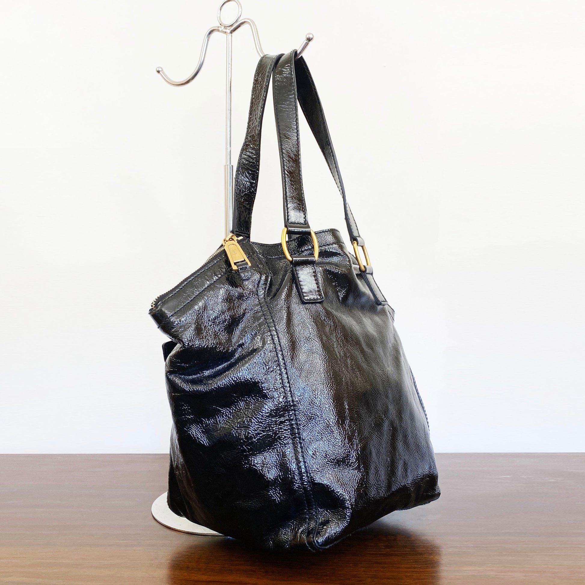 YVES SAINT LAURENT Rive Gauche Leather Tote Bag Black