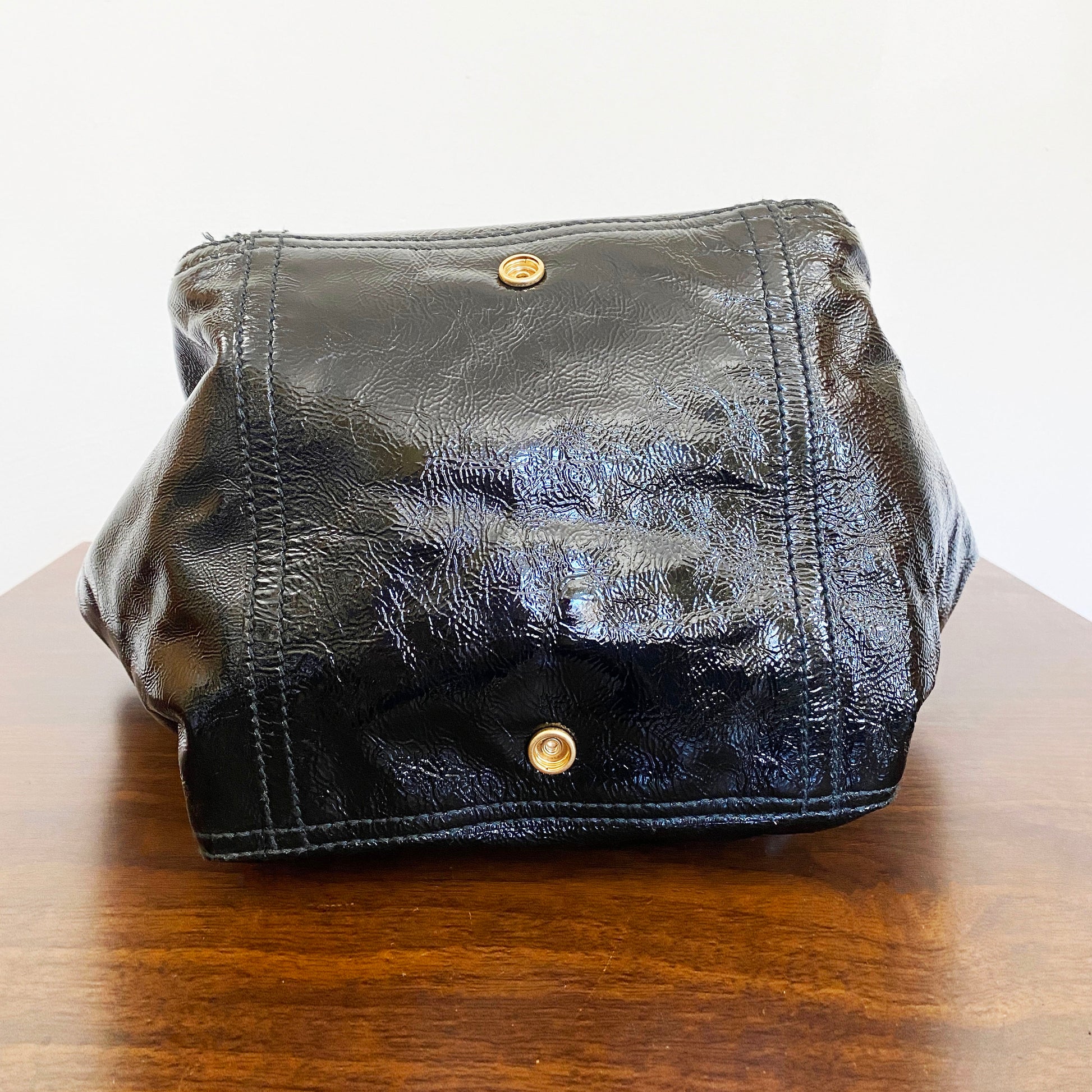 YVES SAINT LAURENT Tag Calfskin Leather Hobo Bag Black