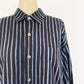 1990s Marimekko Black and Slate Gray Piccolo Striped Long Sleeve Shirt Jokamies Minimalist / Mens XL