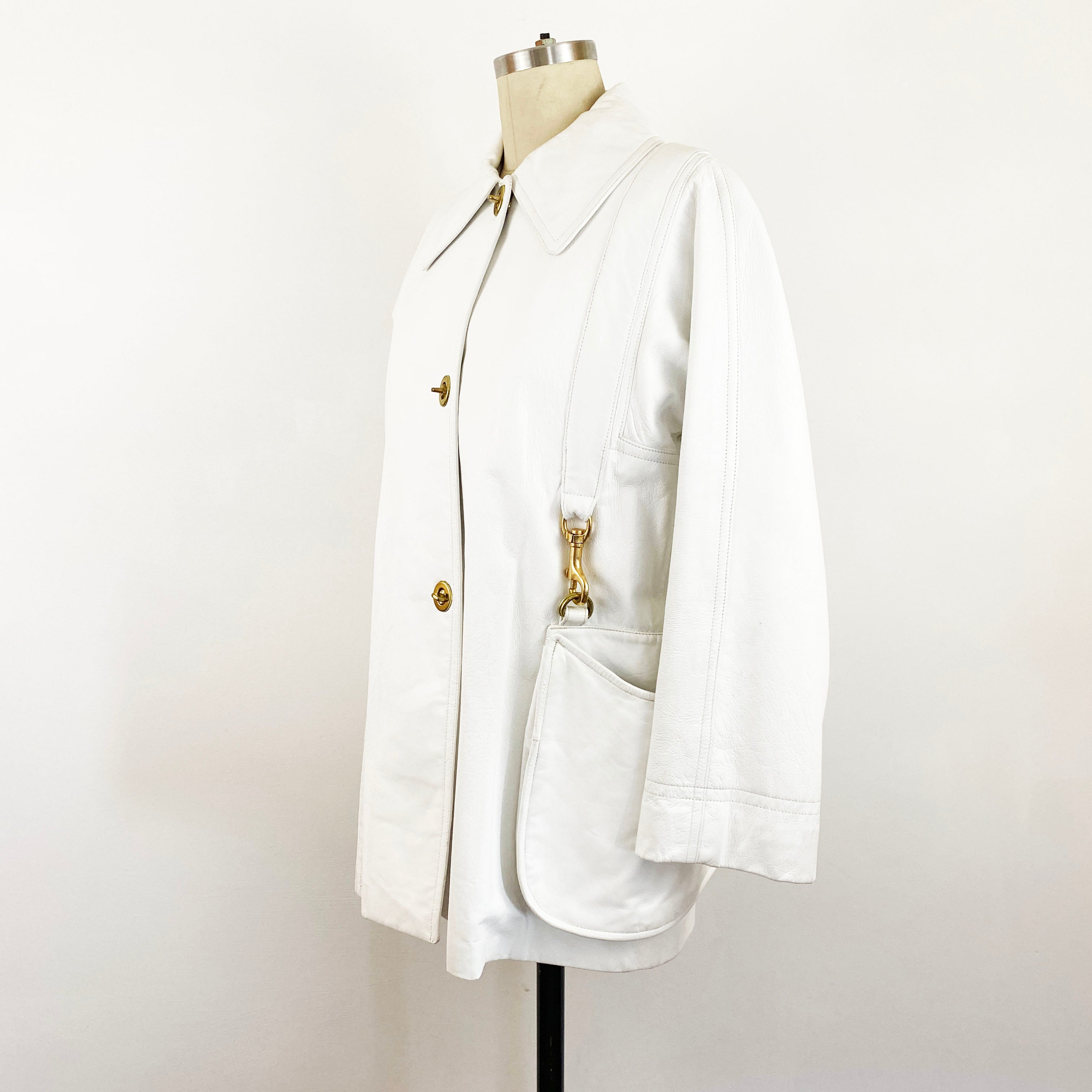s Bonnie Cashin Purse Pocket Jacket White Leather Jacket