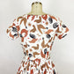 1950's Novelty Print Chicken Roosters Fit and Flare Dress Cotton Retro 50s Mid Century Rockabilly Vintage Robbie Reid / Extra Small / 24" Waist