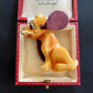1940-1950’s Bakelite Tan Dog Basset Hound Pin Brooch by Martha Sleeper Rare Vintage Retro Collectable Cocker Spaniel Galalith Catalin