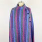 1960-1970's Tweed Striped Wool Cape Jimmy Hourihan of Dublin Cape Poncho Cloak Ireland Coat Boho Chic Vintage 60s 70s Blue Purple