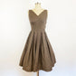 1950's Atomic Floral Cotton Fit Flare Dress Bolero Jacket Retro Full Skirt Sundress 50's Swing Dress Taupe Pink / Youth Guild / XS 24" Waist