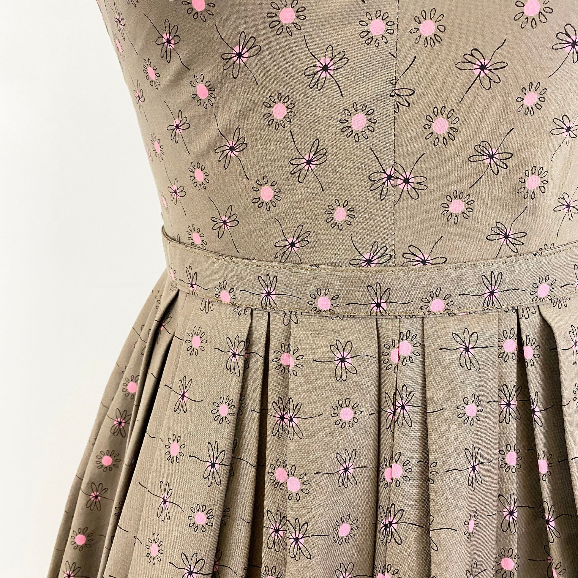 1950\'s Atomic Floral Cotton Fit Flare Dress Bolero Jacket Retro Full S –  Birds and Skylines Vintage