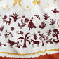1950s Mexican Cotton Novelty Print Border Skirt Earth Tones Minimalist Cream Orange Tourist Mexico Retro / Size Extra Small
