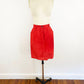 1980s Gucci Bright Red Suede Leather Trucker Jacket and Pencil Skirt Set Italian Designer Rocker Streetwear Minimalist / Size Medium 8/10