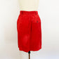 1980s Gucci Bright Red Suede Leather Trucker Jacket and Pencil Skirt Set Italian Designer Rocker Streetwear Minimalist / Size Medium 8/10