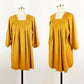 1970s Smocked Pleated Mini Dress Goldenrod Mustard Cotton Tunic 70s Boho Hippie Autumn Minimalist Kaftan / Ellen Lockwood / Size Medium
