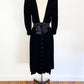 1980-1990's Black Rayon Velvet Blackless Evening Maxi Dress Ethereal Gown Romantic Goth Vamp Vintage Rocker / Expo Nite / Size Small 2