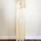1970s Champagne Nylon Bias Cut Slip Maxi Dress and Robe Romantic Lingerie Tan Lace Peignoir Nightgown Naughty Nighty Sexy Goddess / Size Small