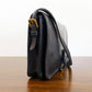 1980s Coach NYC Buckle Bag Large Black Leather Crossbody Vintage Saddle Flap Messenger Bag Goth Rocker Minimalist / Style 9585