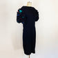 1980 St. John By Marie Gray Black Backless Knit Dress Ruffle Sleeve Cha Cha Cocktail Party Goth Sweater Dress / Size Large 12/14