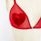 1990s Red Sheer Bralette Heart Bra Romantic Lingerie Vintage Sexy Bra Sweetheart Valentines/Marilyn Monroe by Warners / Size Small